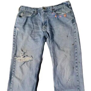 Vintage Carhartt Womens Jeans 90s grunge Flower embroidery 35 in waist